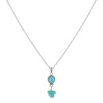 Les poulettes bijoux collier chaine argent rhodi� et pendentif goutte et p�pites de