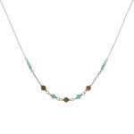 Les poulettes bijoux collier chaine argent rhodi� trois perles de jaspe picasso et h
