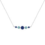 Les poulettes bijoux collier chaine argent rhodi� trois perles de lapis lazuli et de