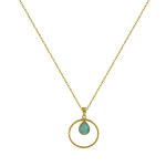 Les poulettes bijoux collier chaine plaqu� or cercle et goutte de larimar