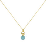 Les poulettes bijoux - collier chaine plaqu� or perle de larimar anneau et perle pla