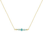 Les poulettes bijoux - collier chaine plaqu� or une perle et quatre anneaux facett�s