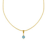 Les poulettes bijoux - collier chaine plaqu� or et petite perle de larimar