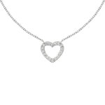 Les poulettes bijoux - collier coeur de strass ajour� argent
