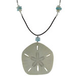 Les poulettes bijoux - collier cordon en cuir marron pendentif dollar des sables nat