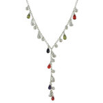 Les poulettes bijoux - collier cravate argent multi gouttes d'eau et zirconium