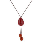 Les poulettes bijoux - collier cravate trio de perles tagua bicolore
