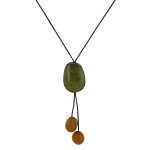 Les poulettes bijoux - collier cravate trio de perles tagua bicolore - vert