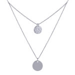 Les poulettes bijoux - collier double chaine argent rhodi� m�dailles rondes lisses e