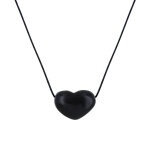 Les poulettes bijoux - collier gros coeur en tagua - classics - gris