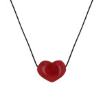Les poulettes bijoux - collier gros coeur en tagua - classics - rouge