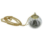 Les poulettes bijoux - collier laiton bulle p�te de verre et perles grises