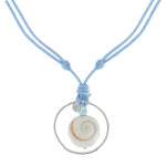 Les poulettes bijoux - collier lien bleu anneau argent et oeil de ste lucie