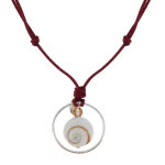 Les poulettes bijoux - collier lien bordeaux anneau argent et oeil de ste lucie