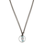 Les poulettes bijoux - collier lien coton anneau argent deux p�pites de larimar et o