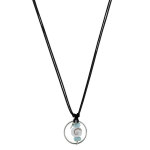 Les poulettes bijoux - collier lien coton anneau argent deux p�pites de larimar et o
