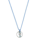 Les poulettes bijoux - collier lien coton anneau argent deux p�pites de larimar et o