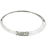 Les poulettes bijoux - collier multi - fils argent et perles cristal et gris fonc�s