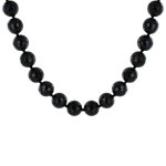 Les poulettes bijoux - collier perles d'agate facett�es noires
