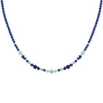Les poulettes bijoux - collier perles lapis lazuli anneaux et perles de larimar