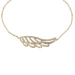 Les poulettes bijoux - collier plaqu� or aile d'ange et strass
