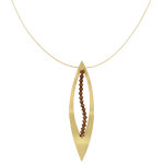 Les poulettes bijoux - collier plaqu� or feuille ajour�e et cristal marron - grand m