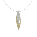 Les poulettes bijoux - collier plaqu� or feuilles argent et strass - petit mod�le