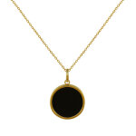 Les poulettes bijoux - collier plaqu� or grand disque de r�sine noire