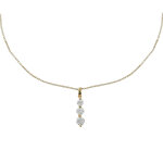 Les poulettes bijoux - collier plaqu� or pendentif trois strass