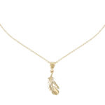 Les poulettes bijoux - collier plume d'oiseau plaqu� or