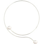 Les poulettes bijoux - collier ras de cou argent 925 2 perles de culture 11 mm - cla