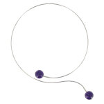 Les poulettes bijoux - collier ras de cou argent et ses deux perles d'am�thyste