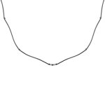 Les poulettes bijoux - collier ras de cou argent oxyd� 4 diamants blancs et 1 diaman
