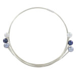 Les poulettes bijoux - collier ras de cou fils d'argent 925 et 6 perles blanches et