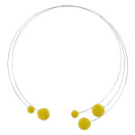 Les poulettes bijoux collier ras de cou torque m�tal cinq galets de c�ramique - jaune