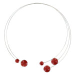 Les poulettes bijoux - collier ras de cou torque m�tal cinq galets de c�ramique - ro