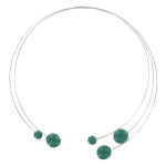 Les poulettes bijoux collier ras de cou torque m�tal cinq galets de c�ramique - vert