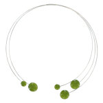 Les poulettes bijoux - collier ras de cou torque m�tal cinq galets de c�ramique - ve
