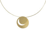 Les poulettes bijoux - collier soleil et lune argent dor� bross�