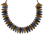 Les poulettes bijoux - collier tagua plastron gris ardoise kaki