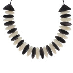 Les poulettes bijoux - collier tagua plastron noir et blanc