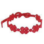 Les poulettes bijoux - cruciani bracelet dentelle 7 tr�fles rouge