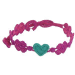Les poulettes bijoux - cruciani bracelet dentelle you star framboise coeur vert fonc�