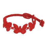 Les poulettes bijoux - cruciani bracelet enfant dentelle papillons rouge