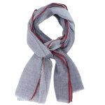 Les poulettes bijoux - echarpe 100% coton gris bleu petites rayures blanches et lise