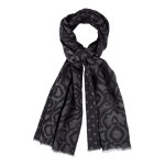 Les poulettes bijoux - echarpe 100% laine arabesque et pois gris et noir