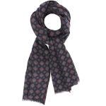 Les poulettes bijoux - echarpe 100% laine bleu navy losange rouge et gris