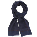 Les poulettes bijoux - echarpe 100% laine bleu navy petits points et ligne rouge