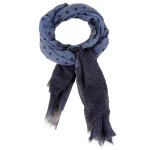 Les poulettes bijoux - echarpe 100% laine bleu pois noir et grain de riz