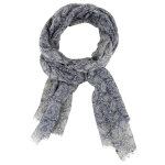 Les poulettes bijoux - echarpe 100% laine motif cachemire bleu marine